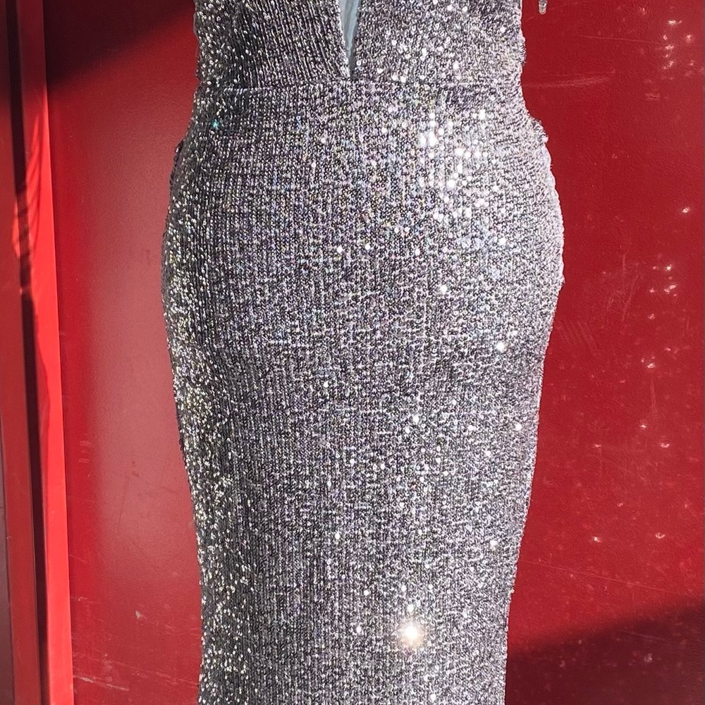 SOLD Glamorous Silver Sequin Gown